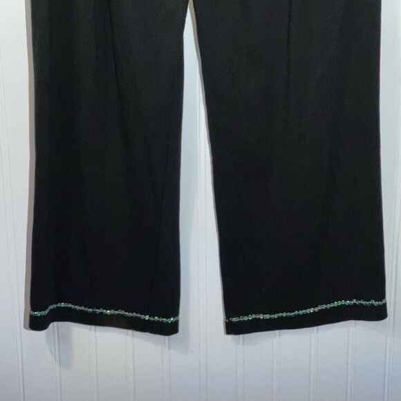 Fashque Sequined Cropped Pants Women’s Large Black Stretch Straight Legs Classic - Picture 7 of 8